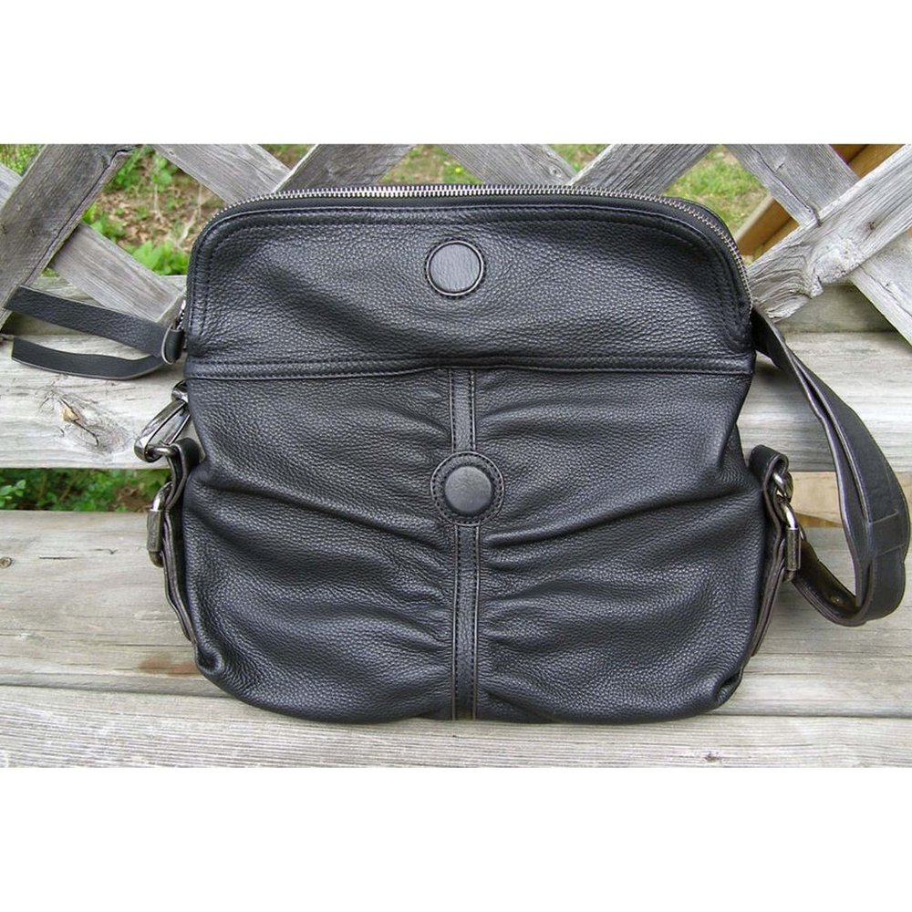 $218 EUC B. MAKOWSKY pebbled leather black Shoulder bag/Clutch - Picture 7 of 16
